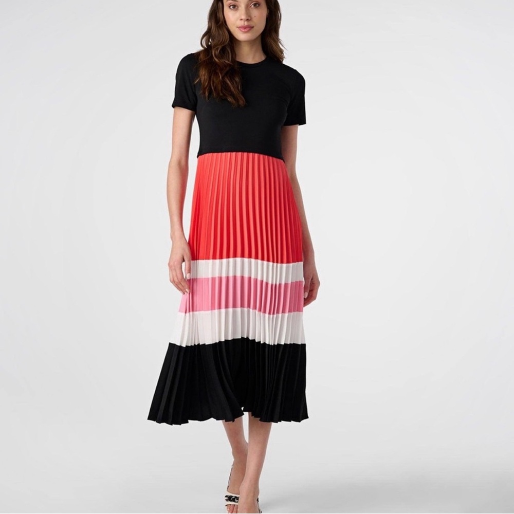 Karl Lagerfeld Pleated Colorblock Midi Dress size 14